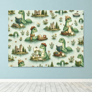 Cosy Cryptids Nessie Loch Ness Monster hobbies Canvas Print