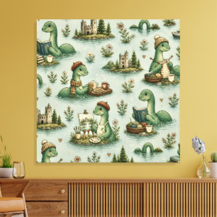 Cosy Cryptids Nessie Loch Ness Monster hobbies Canvas Print