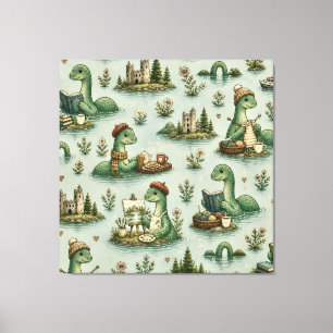 Cosy Cryptids Nessie Loch Ness Monster hobbies Canvas Print