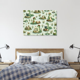 Cosy Cryptids Nessie Loch Ness Monster hobbies Canvas Print