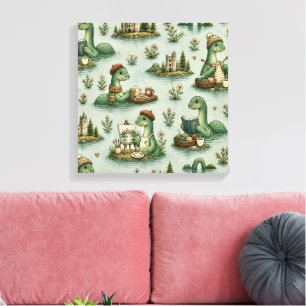 Cosy Cryptids Nessie Loch Ness Monster hobbies Canvas Print
