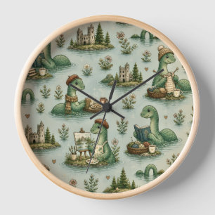 Cosy Cryptids Nessie Loch Ness Monster hobbies Clock