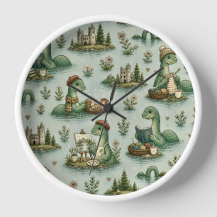 Cosy Cryptids Nessie Loch Ness Monster hobbies Clock
