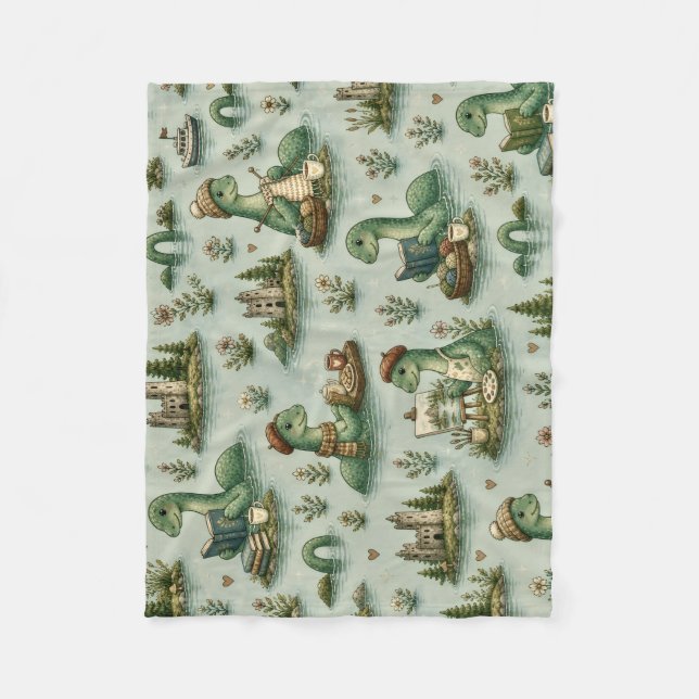 Cosy Cryptids Nessie Loch Ness Monster hobbies  Fleece Blanket (Front)