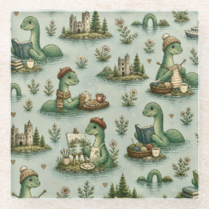 Cosy Cryptids Nessie Loch Ness Monster hobbies Glass Coaster