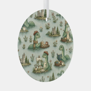 Cosy Cryptids Nessie Loch Ness Monster hobbies  Glass Tree Decoration