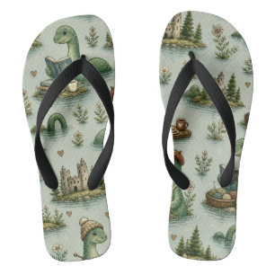 Cosy Cryptids Nessie Loch Ness Monster hobbies Jandals