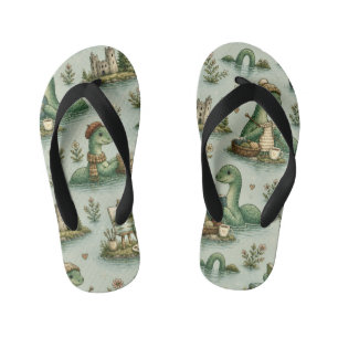 Cosy Cryptids Nessie Loch Ness Monster hobbies Kid's Jandals