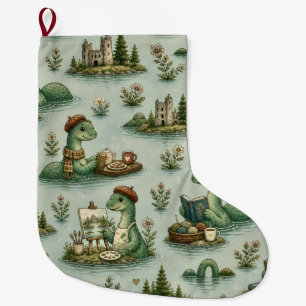 Cosy Cryptids Nessie Loch Ness Monster hobbies Large Christmas Stocking