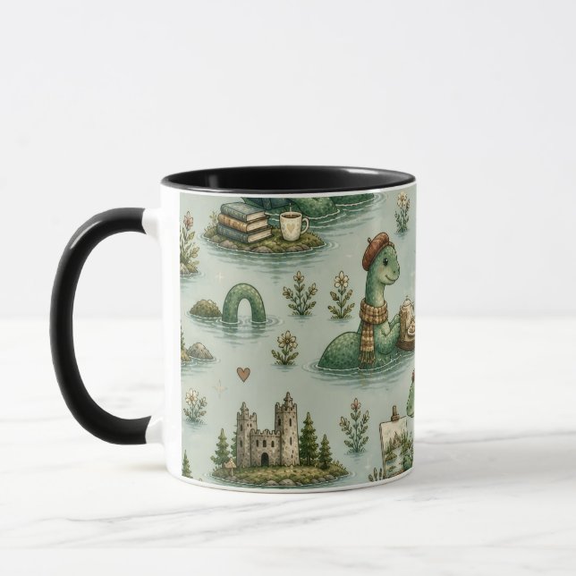 Cosy Cryptids Nessie Loch Ness Monster hobbies  Mug (Left)