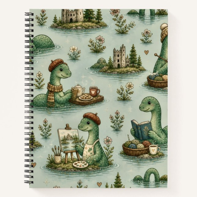 Cosy Cryptids Nessie Loch Ness Monster hobbies  Notebook (Front)