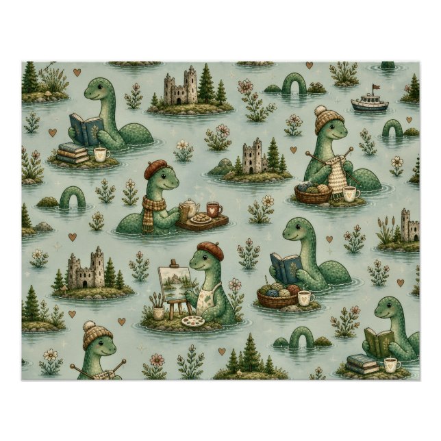 Cosy Cryptids Nessie Loch Ness Monster hobbies  Poster (Front)