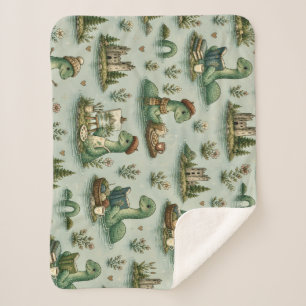 Cosy Cryptids Nessie Loch Ness Monster hobbies  Sherpa Blanket