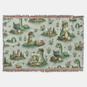 Cosy Cryptids Nessie Loch Ness Monster hobbies  Throw Blanket