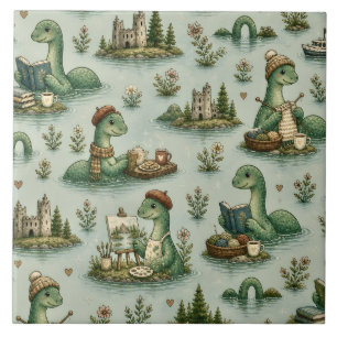 Cosy Cryptids Nessie Loch Ness Monster hobbies Tile