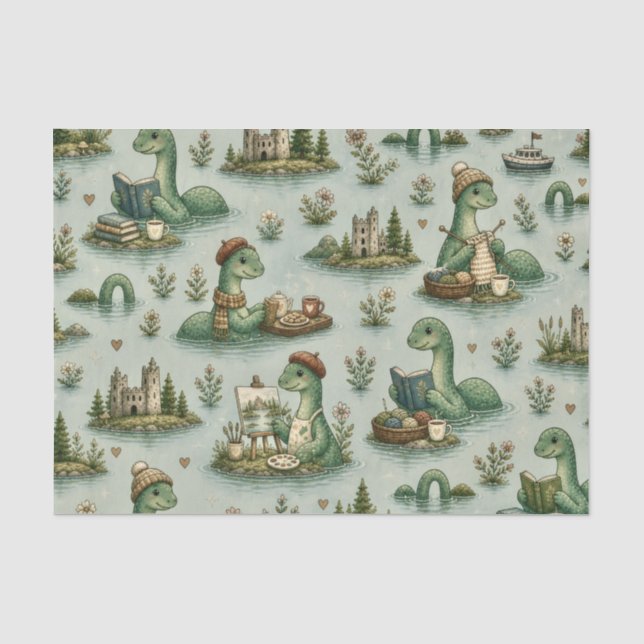 Cosy Cryptids Nessie Loch Ness Monster hobbies  Tissue Paper (Front)