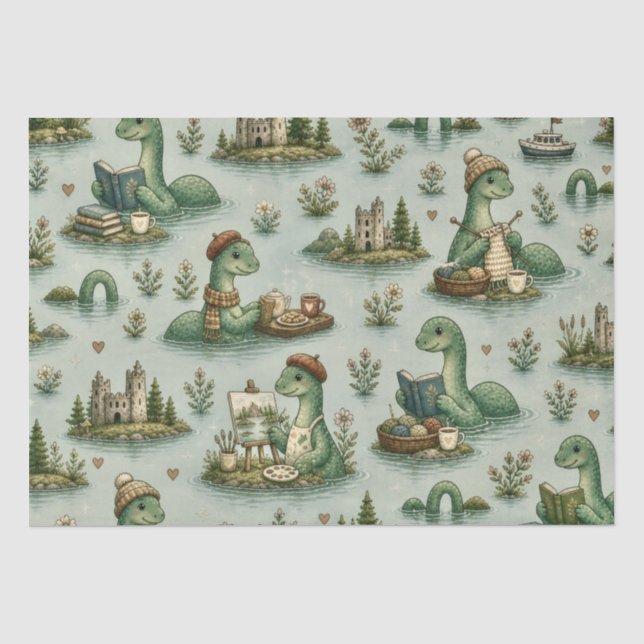 Cosy Cryptids Nessie Loch Ness Monster hobbies  Tissue Paper (Front)