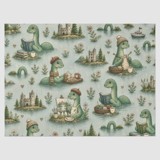 Cosy Cryptids Nessie Loch Ness Monster hobbies  Tissue Paper (Front)