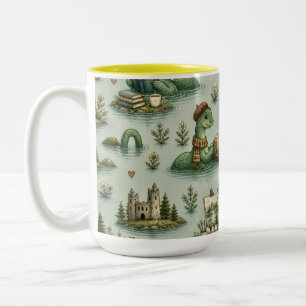 Cosy Cryptids Nessie Loch Ness Monster hobbies Two-Tone Coffee Mug