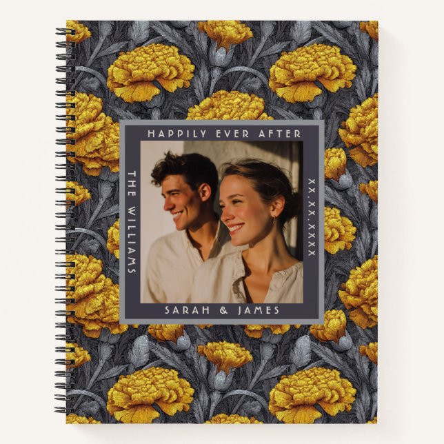 Cosy Custom Carnation Accent Mountain Wedding Notebook (Front)