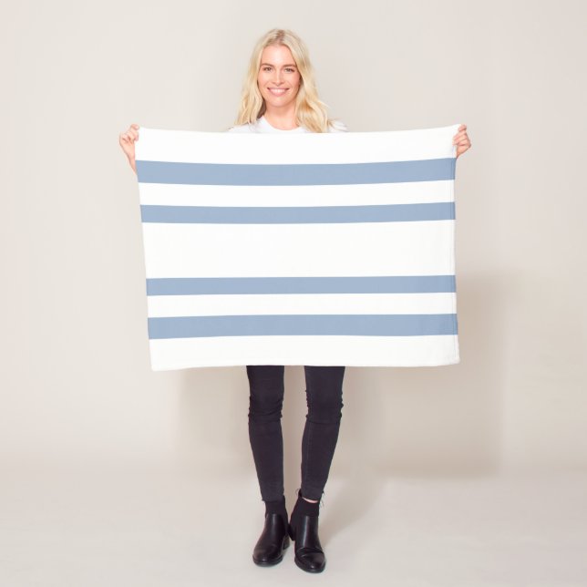 Cosy Custom Fleece Blanket Blue & White Stripe (In Situ)
