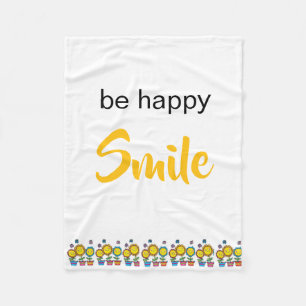 Cosy Custom Fleece Blanket Happy Smile Sunflowers