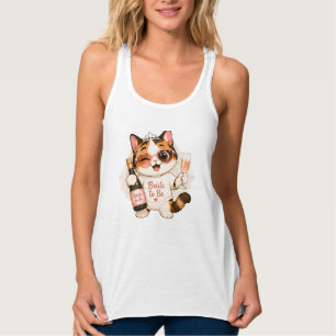 Cosy Cute Calico Cat Bride to be  Singlet