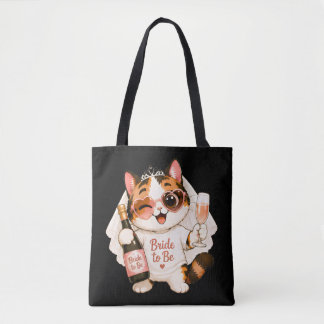 Cosy Cute Calico Cat Bride to be Tote Bag