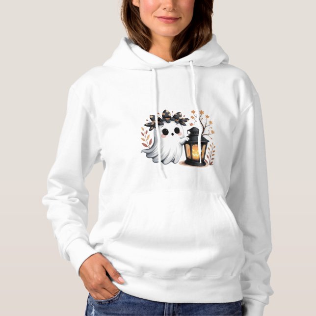 Cosy Cute Ghost Halloween Hoodie (Front)