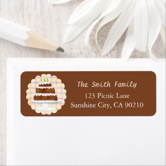 Cosy Dark Cocoa Brown Plaid Cake Return Address