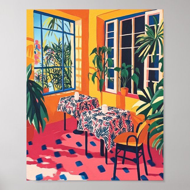 Cosy Dining Area Stylised Interior Poster Wall Art (Front)
