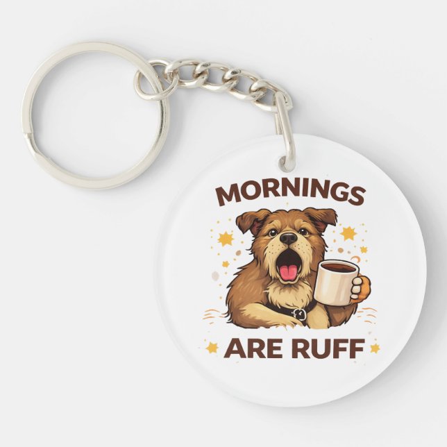 Cosy Dog Illustration Key Ring (Front)