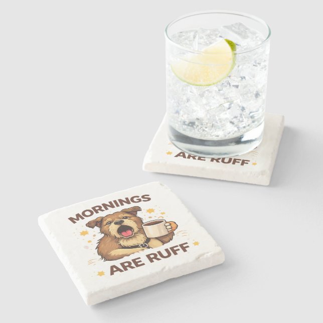 Cosy Dog Illustration Stone Coaster (Side)