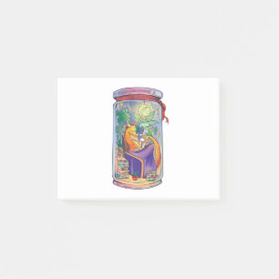 Cosy dragon reading books post-it notes