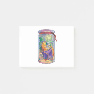 Cosy dragon reading books post-it notes