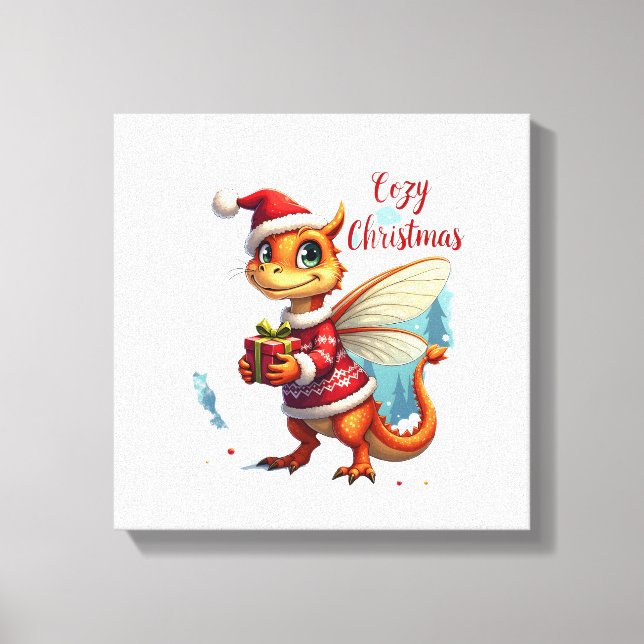 Cosy Dragonfly Christmas Canvas Print (Front)
