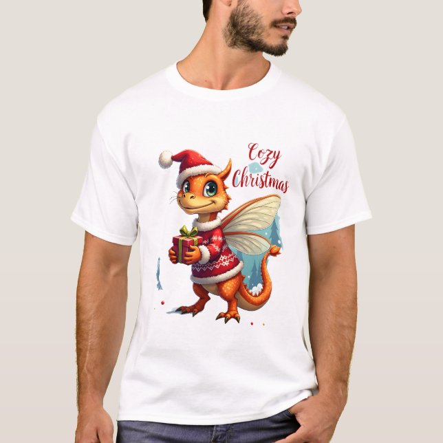 Cosy Dragonfly Christmas T-Shirt (Front)