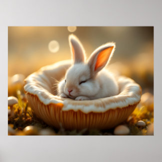Cosy Dream Bunny – Sleeping Baby Rabbit Art Poster