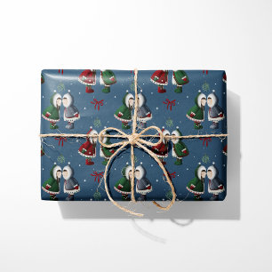 Cosy Eskimo Kiss Blue Christmas Wrapping Paper