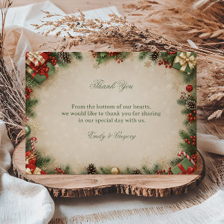 Cosy Evergreen Holiday Winter Harmony Thank You Card