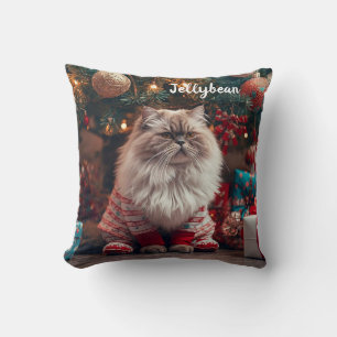 Cosy Exotic Shorthair Cat Christmas Personalised Cushion
