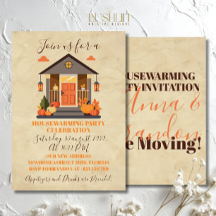 Cosy Fall Autumn Leaves Housewarming Party Invitation
