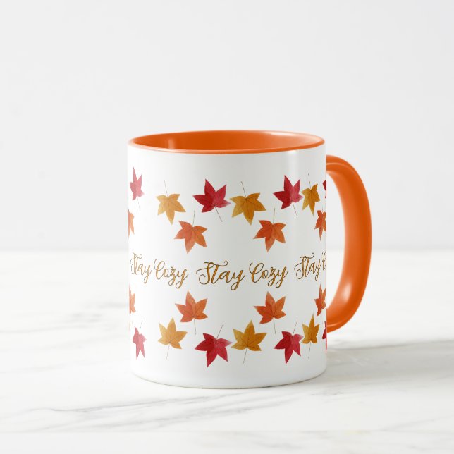 Cosy Fall & Autumn Leaves Rustic  Mug (Front Right)
