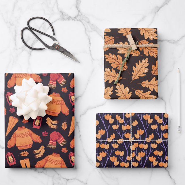 Cosy Fall Autumn Wrapping Paper Sheet (Front)