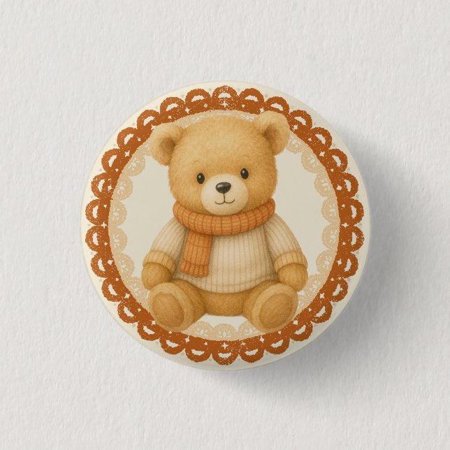 Cosy Fall Baby Shower | Neutral Cream & orange 3 Cm Round Badge (Front)