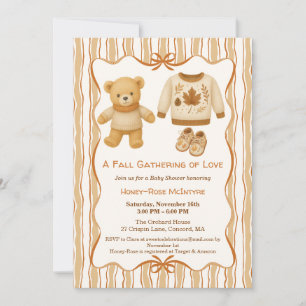 Cosy Fall Baby Shower Neutral Cream & orange Invitation