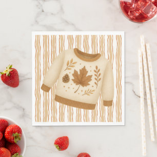 Cosy Fall Baby Shower   Neutral Cream & orange Napkin
