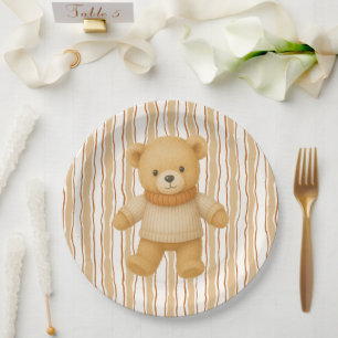 Cosy Fall Baby Shower   Neutral Cream & orange Paper Plate