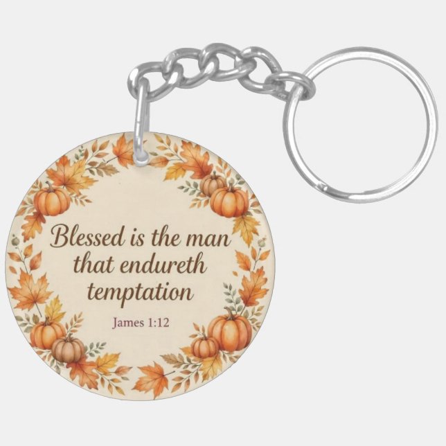 Cosy Fall Bible Verse Key Ring (Back Left)