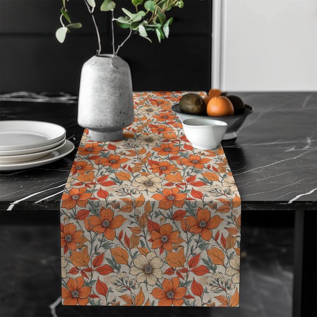 Cosy Fall Blooms Table Runner Festive Setting (Cozy Fall Blooms Table Runner for a Festive Setting")